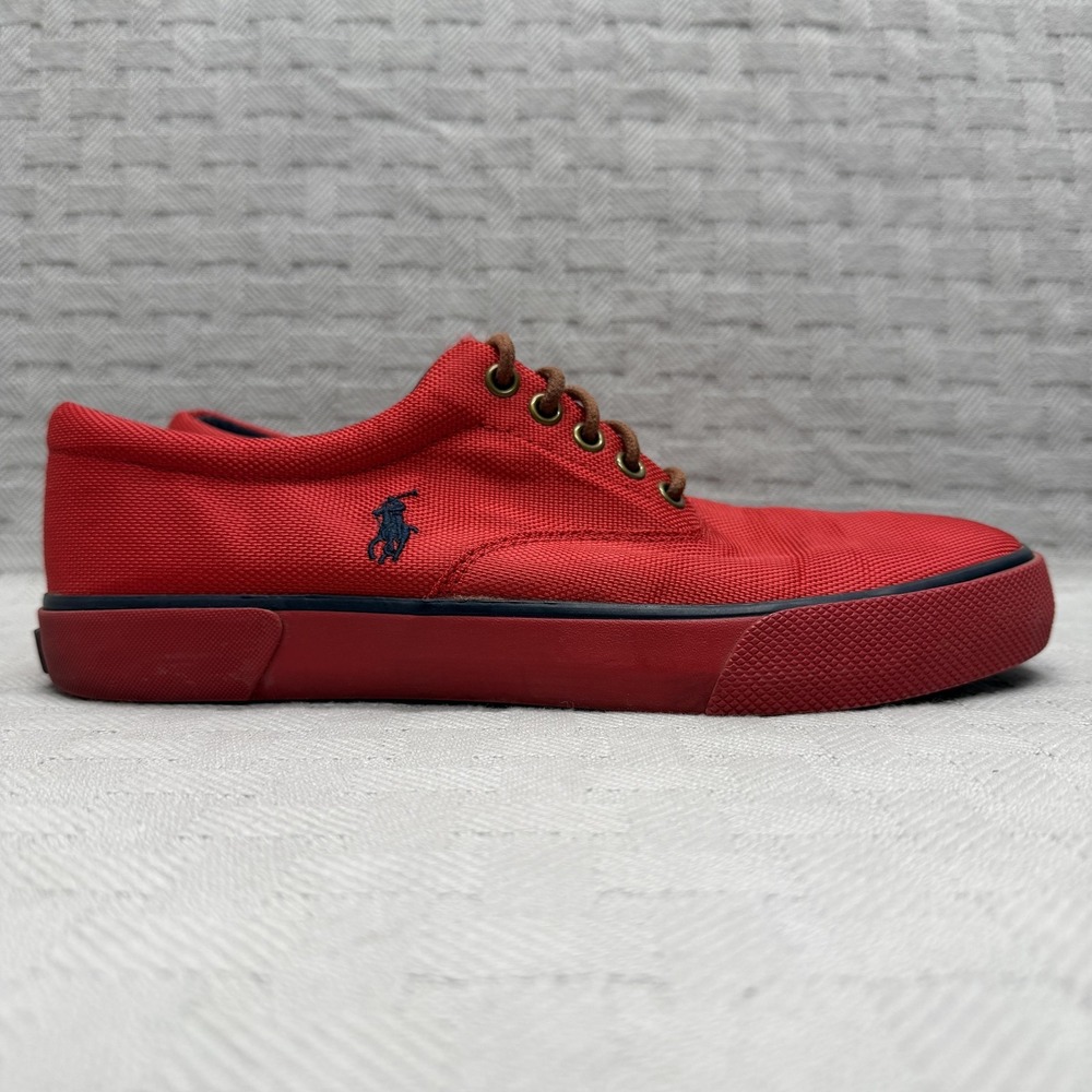 Polo By Ralph Lauren Shoes Mens Size 9.5 Red Canvas Sneakers FORESTMONT II